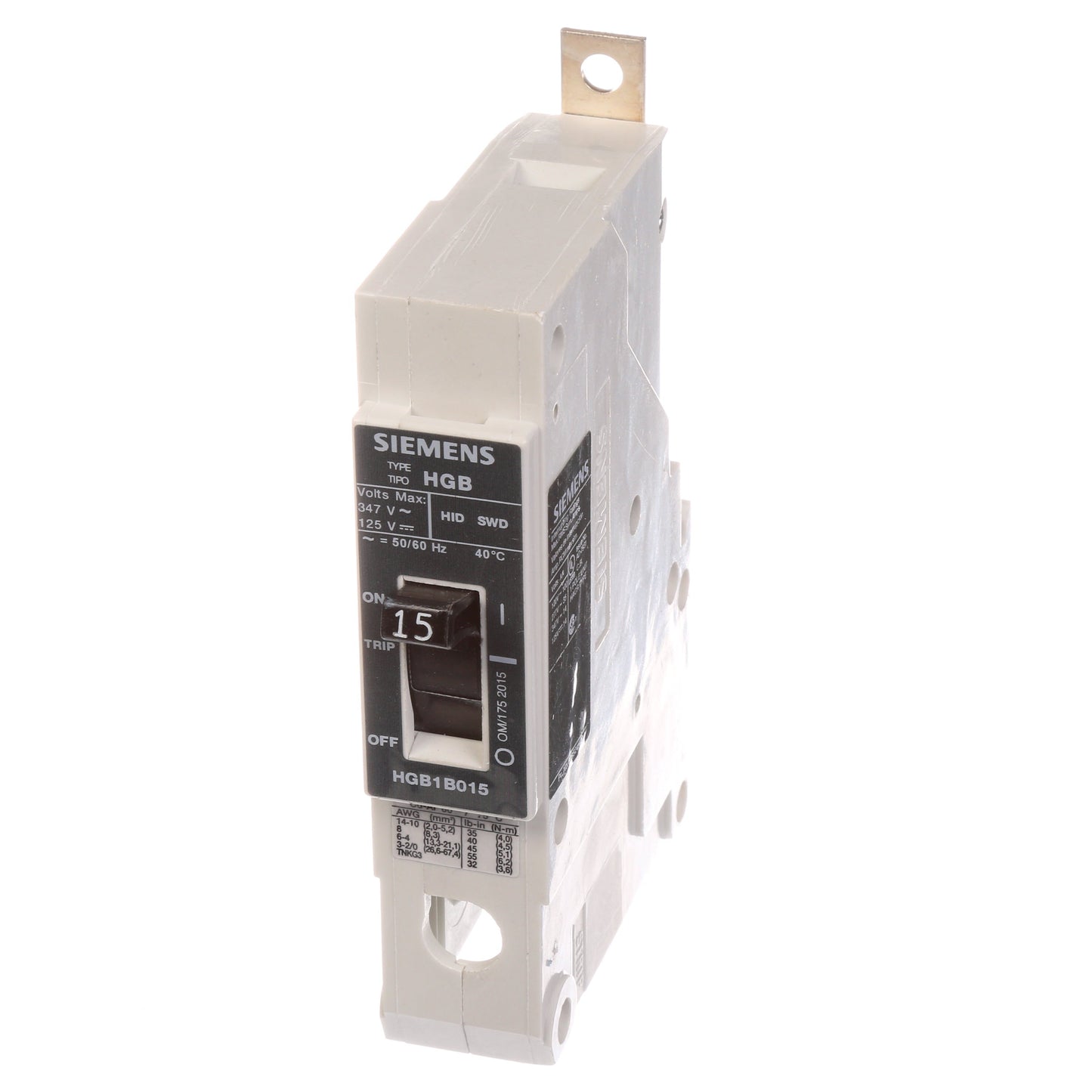 Siemens HGB1B015B Circuit Breaker | VL Series HGB 347V 15A