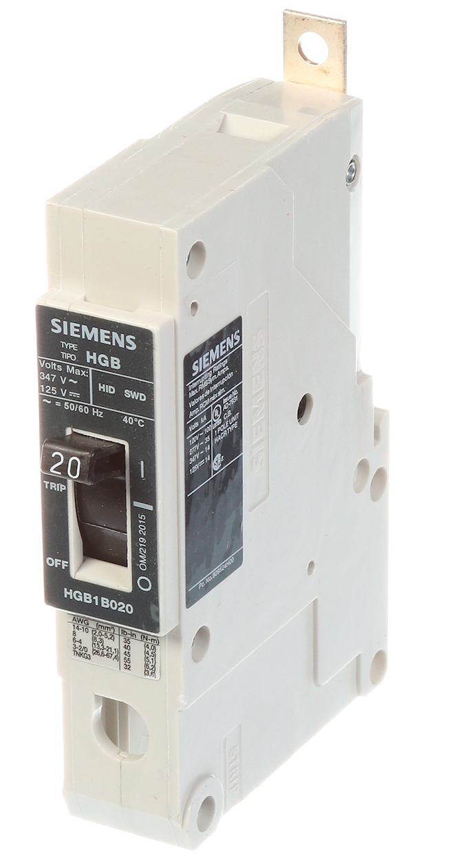 Siemens HGB1B020B Circuit Breaker | 347V 20A 1P 35kA@277V Bolt-On VL Series