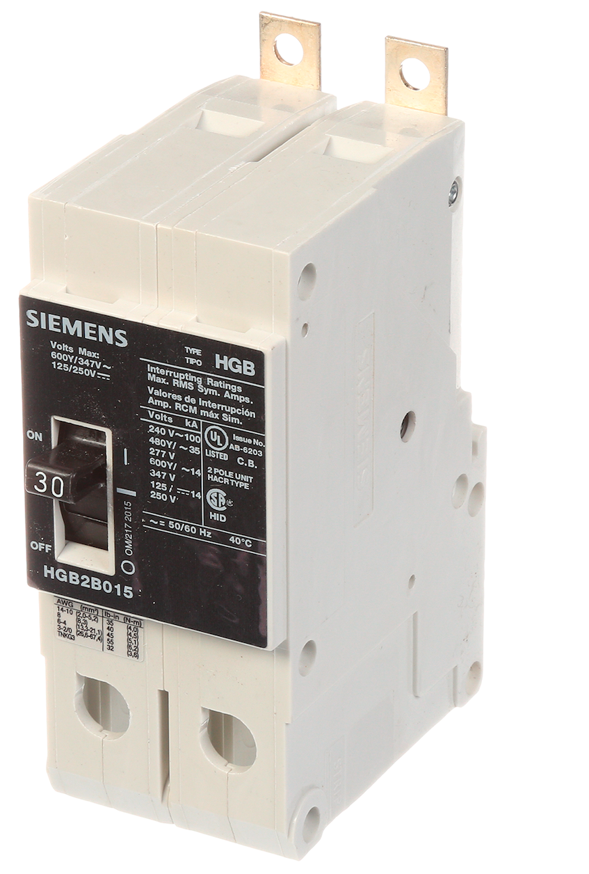Siemens HGB2B030B Molded Case Circuit Breaker | 600V 30A 2P 100kA@240V Bolt-On VL Series