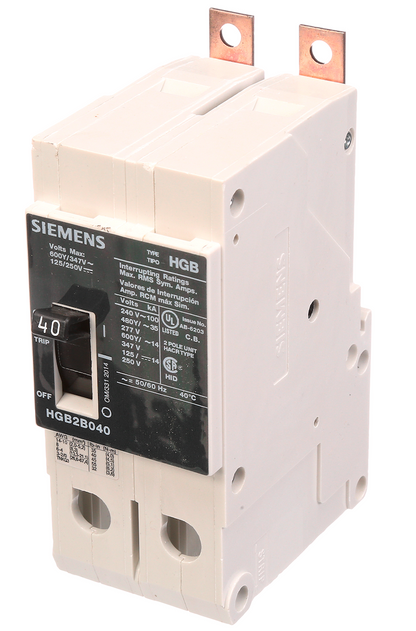 Siemens HGB2B040B Molded Case Circuit Breaker | 600V 40A 2P 100kA@240V Bolt-On VL Series