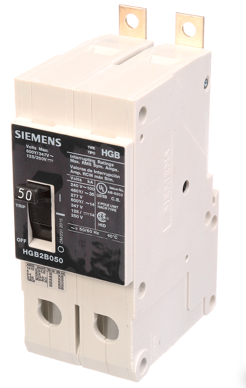 Siemens HGB2B050B Molded Case Circuit Breaker | 600V 50A 2P 100kA@240V Bolt-On VL Series