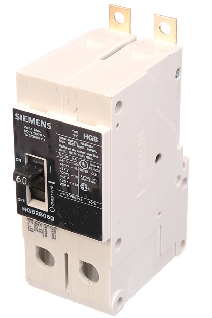 Siemens HGB2B060B Molded Case Circuit Breaker | 600V 60A 2P 100kA@240V Bolt-On VL Series