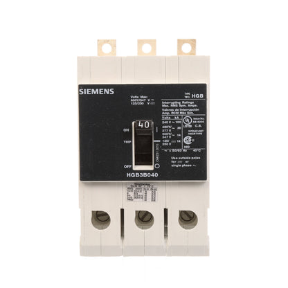 Siemens HGB3B040B Molded Case Circuit Breaker | 600V 40A 3P 100kA@240V Bolt-On VL Series