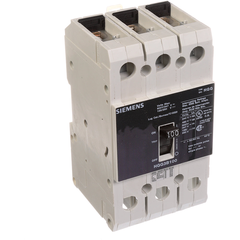 Siemens HGG3B100L Circuit Breaker | 600V 100A 3P 35kA@480V Feed-Thru VL Series