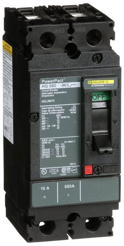 HGL26015 - Schneider Electric/ Square D Feed-Thru 15 Amp 2 Pole Circuit Breaker - Essential Electric Supply
