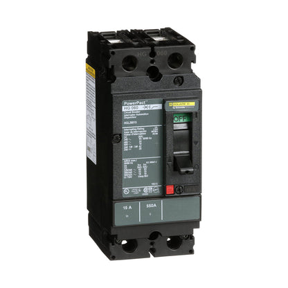 Square D HGL26015 Circuit Breaker | 600V 15A 2P 35kA@480V Feed-Thru Powerpact