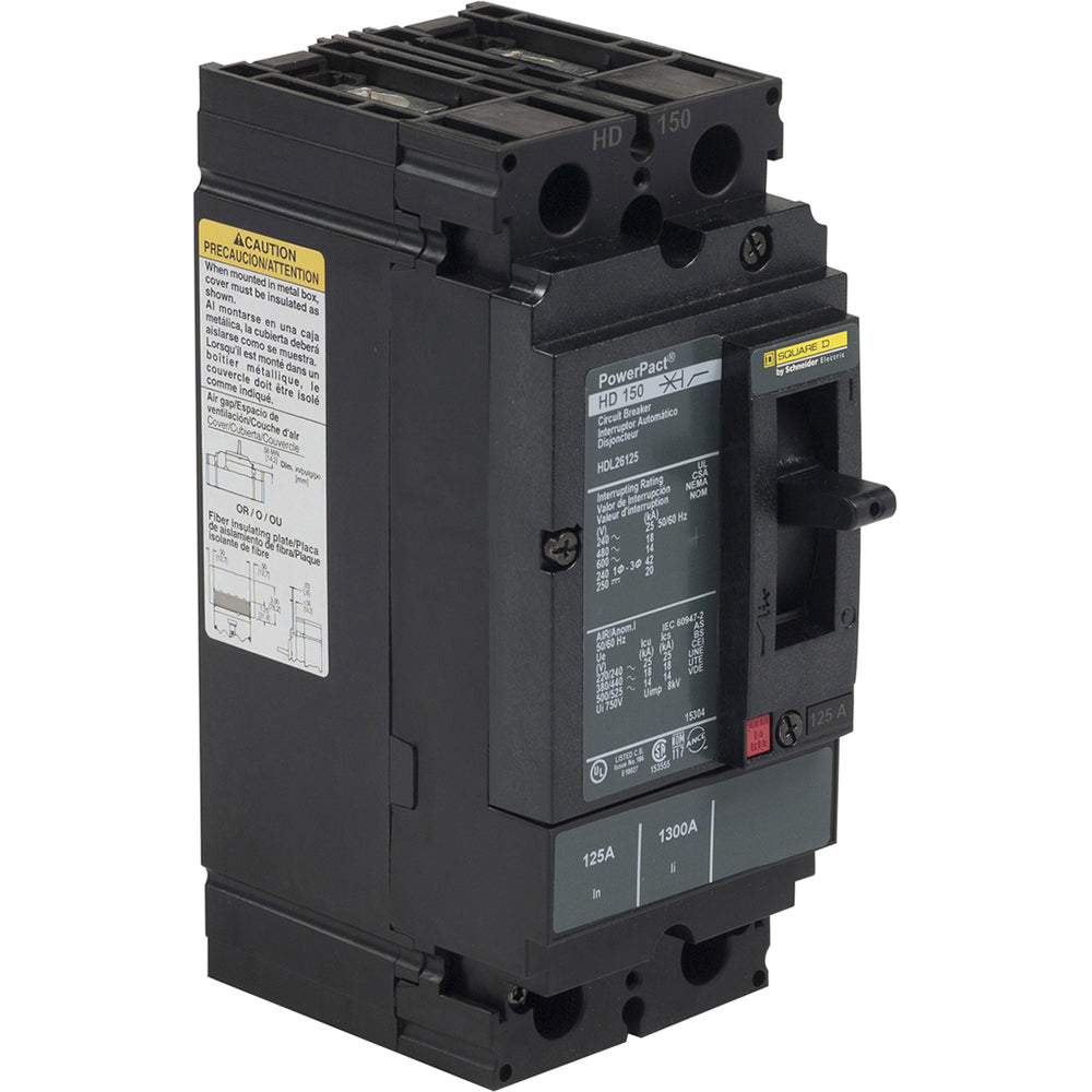 Square D HGL26035 Circuit Breaker | 600V 35A 2P 35kA@480V Feed-Thru Powerpact