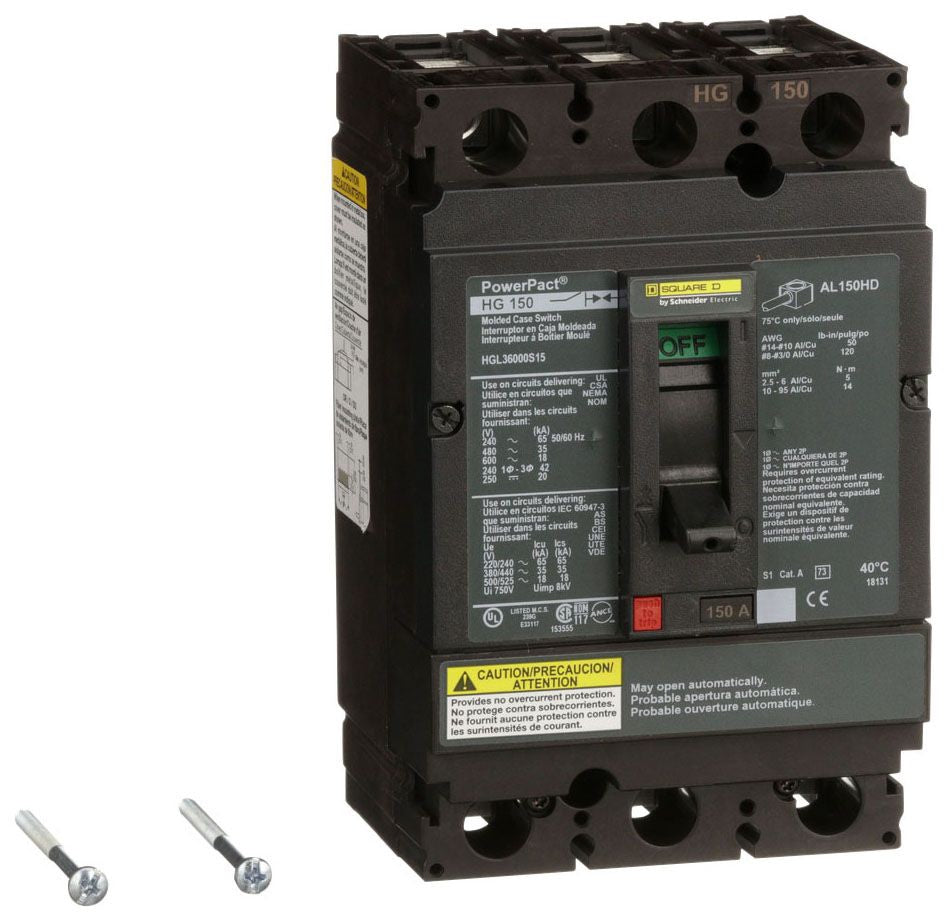 HGL36000S15 - Schneider Electric/ Square D Feed-Thru 150 Amp 3 Pole Circuit Breaker - Essential Electric Supply