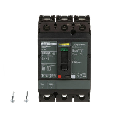 Square D HGL36015 Circuit Breaker | 600V 15A 3P 35kA@480V Bolt-On Powerpact HGL