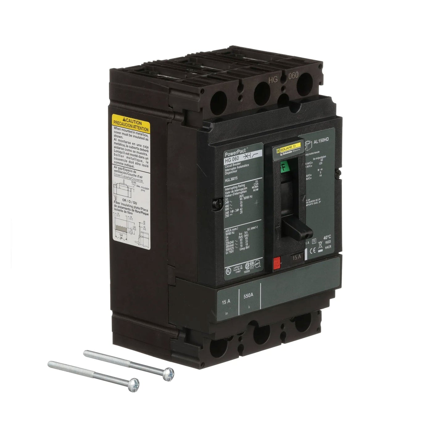 Square D HGL36015 Circuit Breaker | 600V 15A 3P 35kA@480V Bolt-On Powerpact HGL