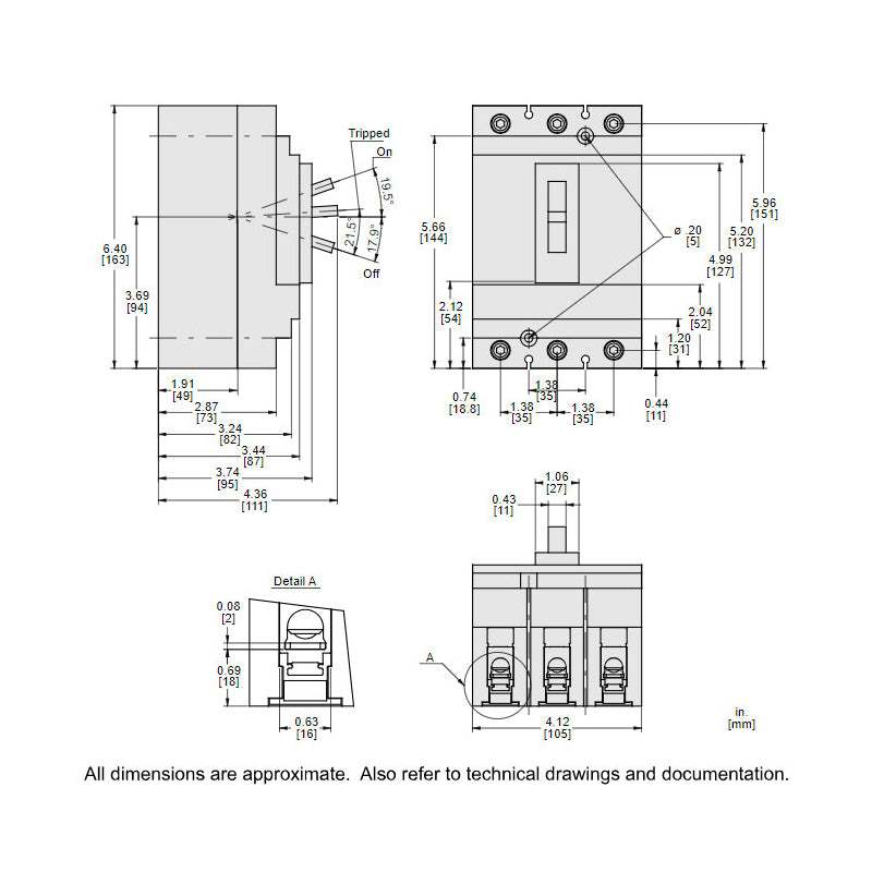Square D HGL36015 Circuit Breaker | 600V 15A 3P 35kA@480V Bolt-On Powerpact HGL