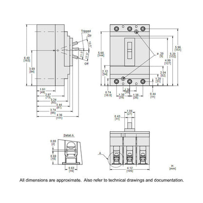 Square D HGL36015 Circuit Breaker | 600V 15A 3P 35kA@480V Bolt-On Powerpact HGL