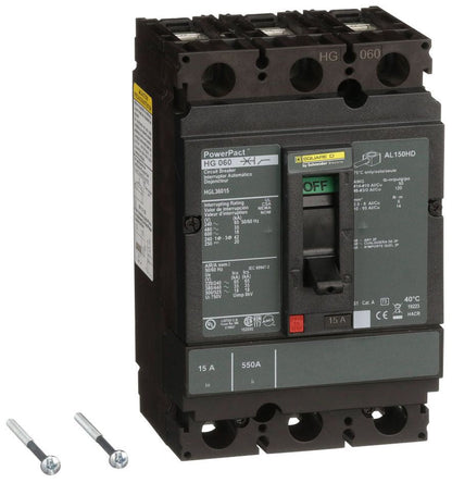 HGL36015 - Schneider Electric/ Square D Feed-Thru 15 Amp 3 Pole Circuit Breaker - Essential Electric Supply