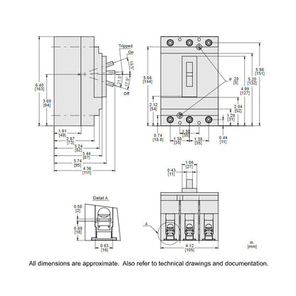 Square D HGL36020 Circuit Breaker | 600V 20A 3P 35kA@480V Bolt-On Powerpact HGL