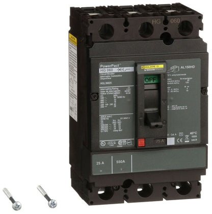 HGL36025 - Schneider Electric/ Square D Feed-Thru 25 Amp 3 Pole Circuit Breaker - Essential Electric Supply