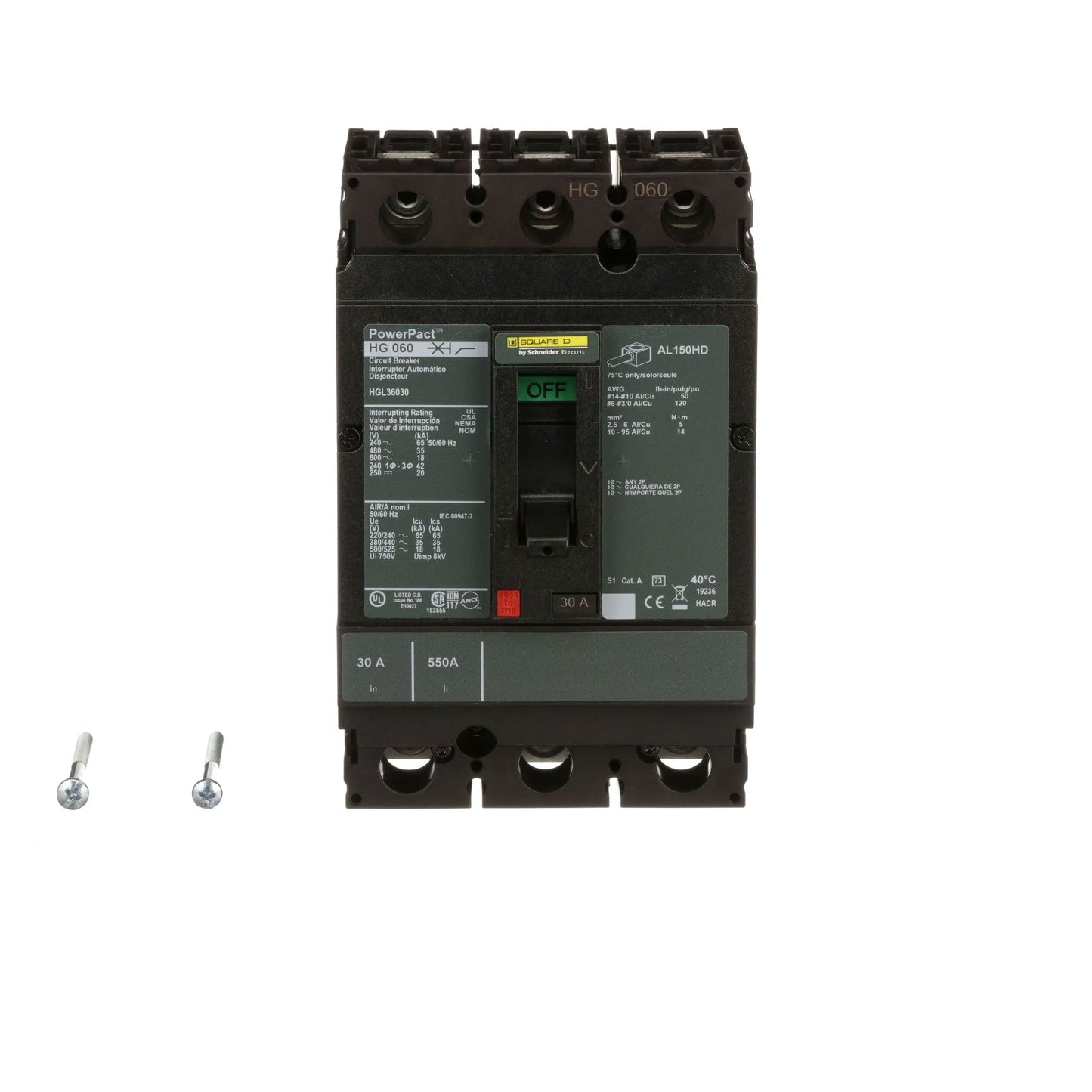 Square D HGL36030 Circuit Breaker | Powerpact HGL 600V 30A