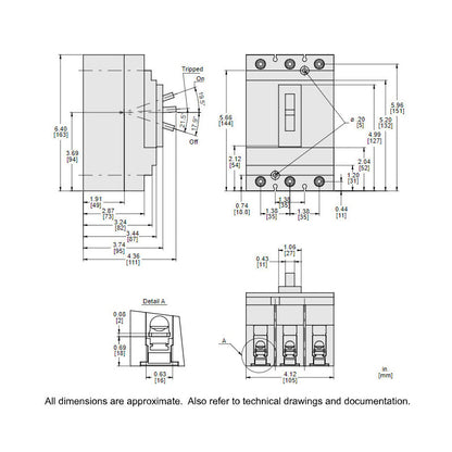 Square D HGL36035 Circuit Breaker | 600V 35A 3P 35kA@480V Bolt-On Powerpact