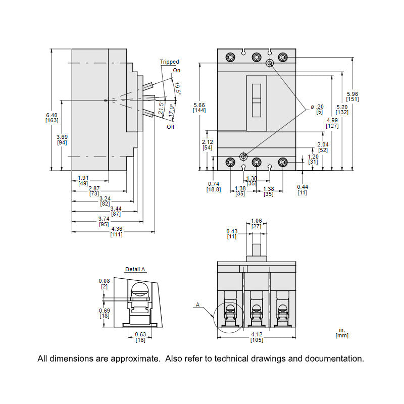 Square D HGL36040 Circuit Breaker | 600V 40A 3P 35kA@480V Bolt-On Powerpact