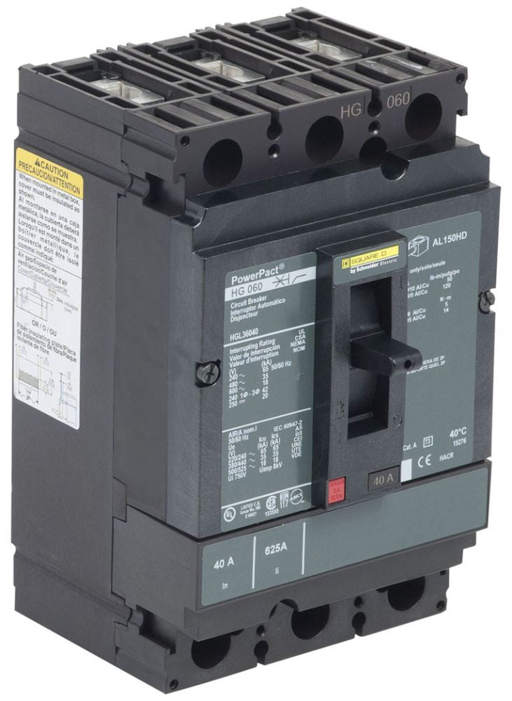 HGL36040 - Schneider Electric/ Square D Feed-Thru 40 Amp 3 Pole Circuit Breaker - Essential Electric Supply