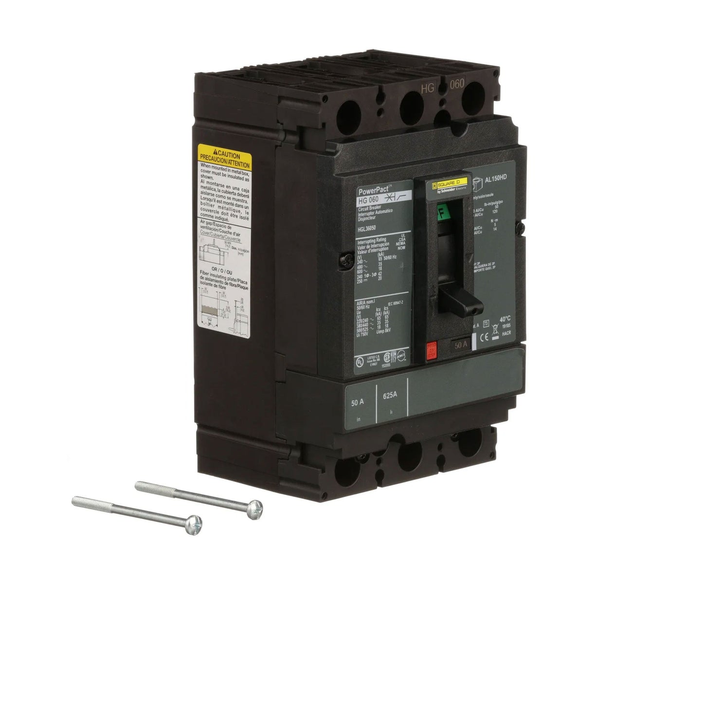 Square D HGL36050 Circuit Breaker | 600V 50A 3P 35kA@480V Bolt-On Powerpact HGL