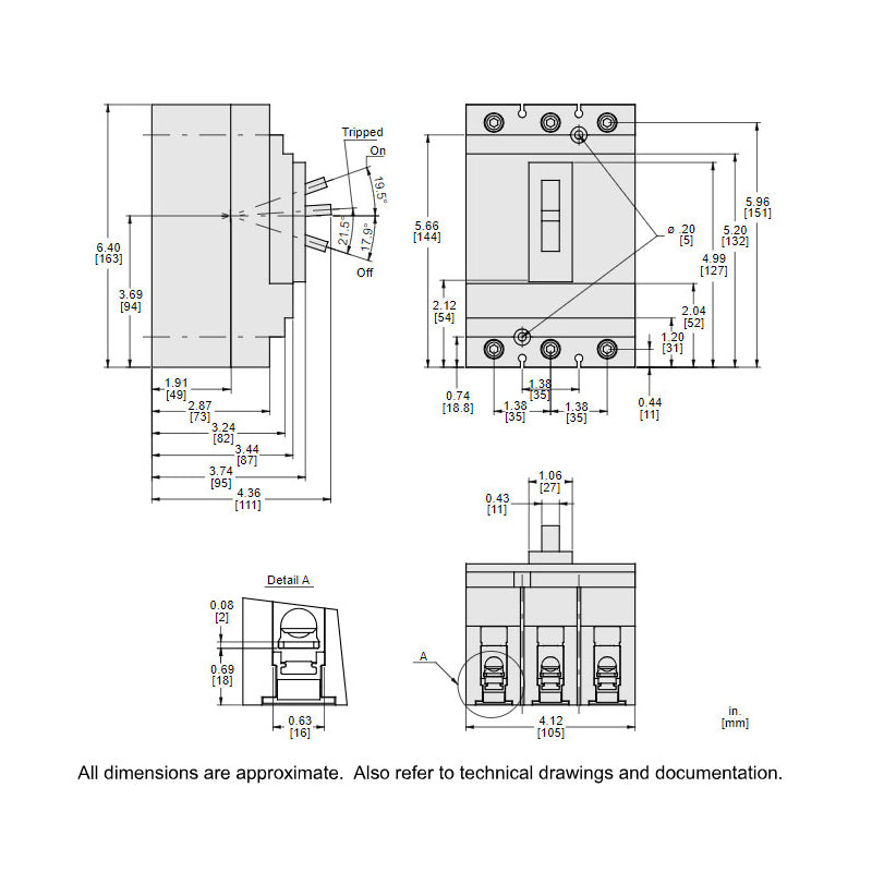 Square D HGL36050 Circuit Breaker | 600V 50A 3P 35kA@480V Bolt-On Powerpact HGL