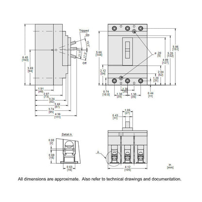 Square D HGL36050 Circuit Breaker | 600V 50A 3P 35kA@480V Bolt-On Powerpact HGL