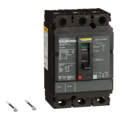 Square D HGL36050 Circuit Breaker | 600V 50A 3P 35kA@480V Bolt-On Powerpact HGL