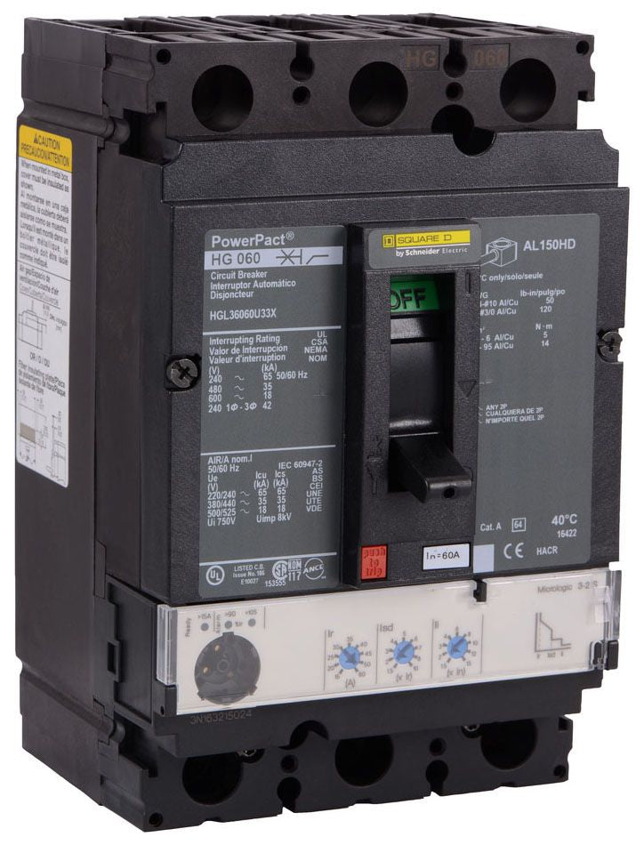 HGL36060U33X - Square D/ Schneider Electric Feed-Thru 60 Amp 3 Pole Circuit Breaker - Essential Electric Supply