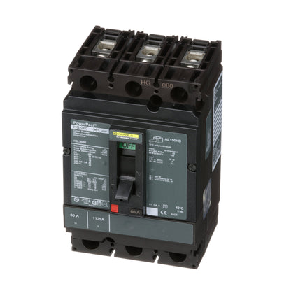 Square D HGL36060 Circuit Breaker | 600V 60A 3P 35kA@480V Feed-Thru Powerpact HGL