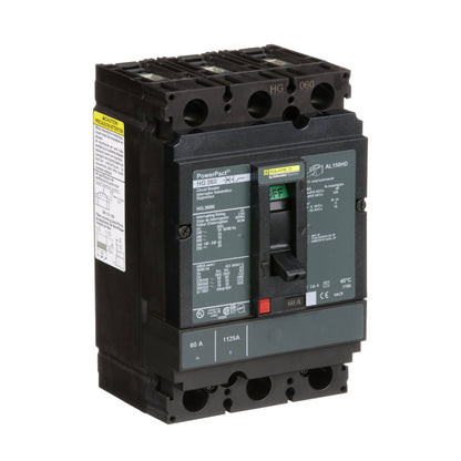 Square D HGL36060 Circuit Breaker | 600V 60A 3P 35kA@480V Feed-Thru Powerpact HGL