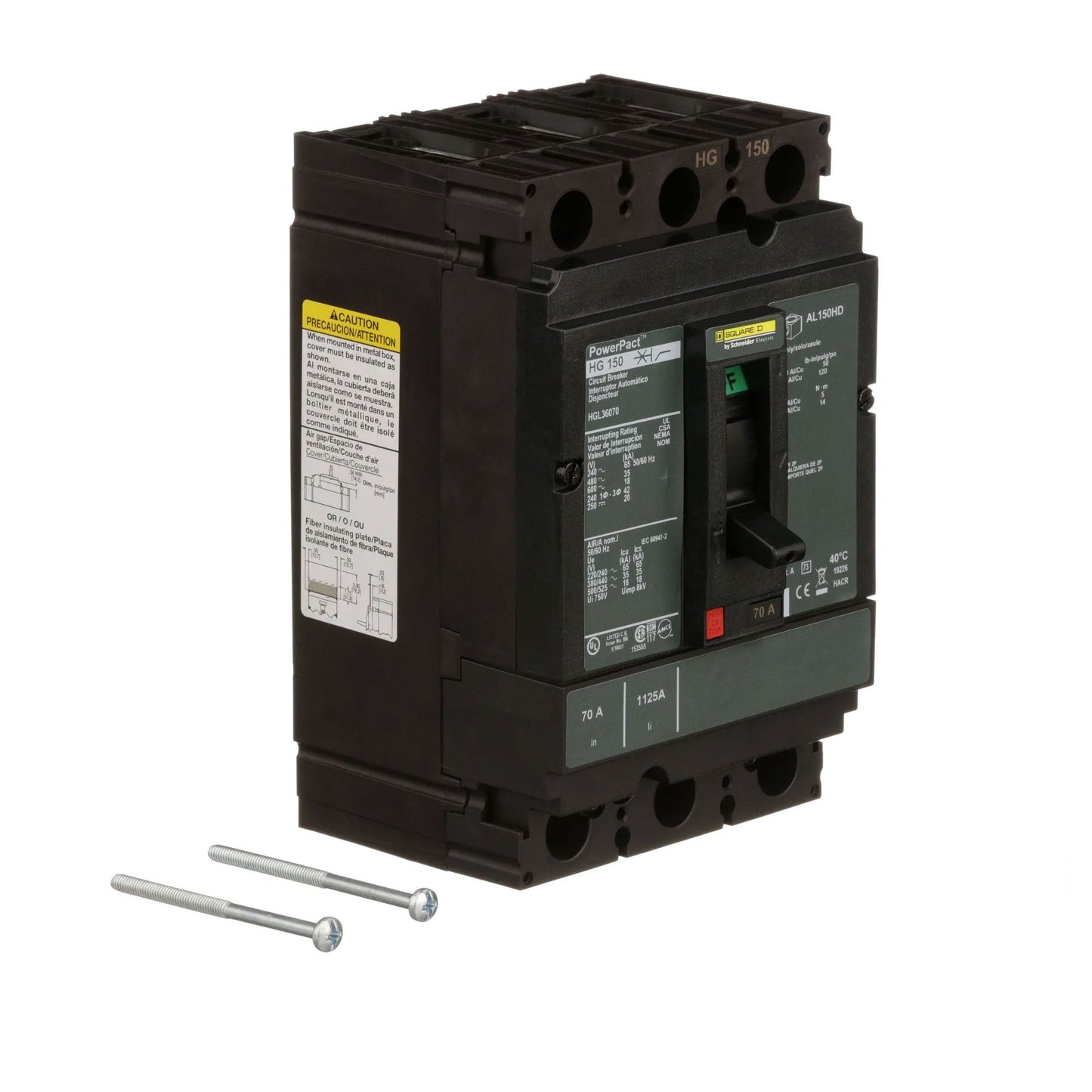 Square D HGL36070 Circuit Breaker | 600V 70A 3P 35kA@480V Feed-Thru Powerpact