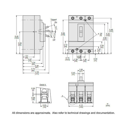 Square D HGL36070 Circuit Breaker | 600V 70A 3P 35kA@480V Feed-Thru Powerpact