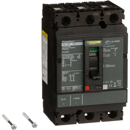 Square D HGL36070 Circuit Breaker | 600V 70A 3P 35kA@480V Feed-Thru Powerpact