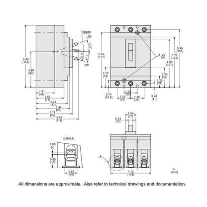 Square D HGL36080 Circuit Breaker | 600V 80A 3P 35kA@480V Feed-Thru Powerpact
