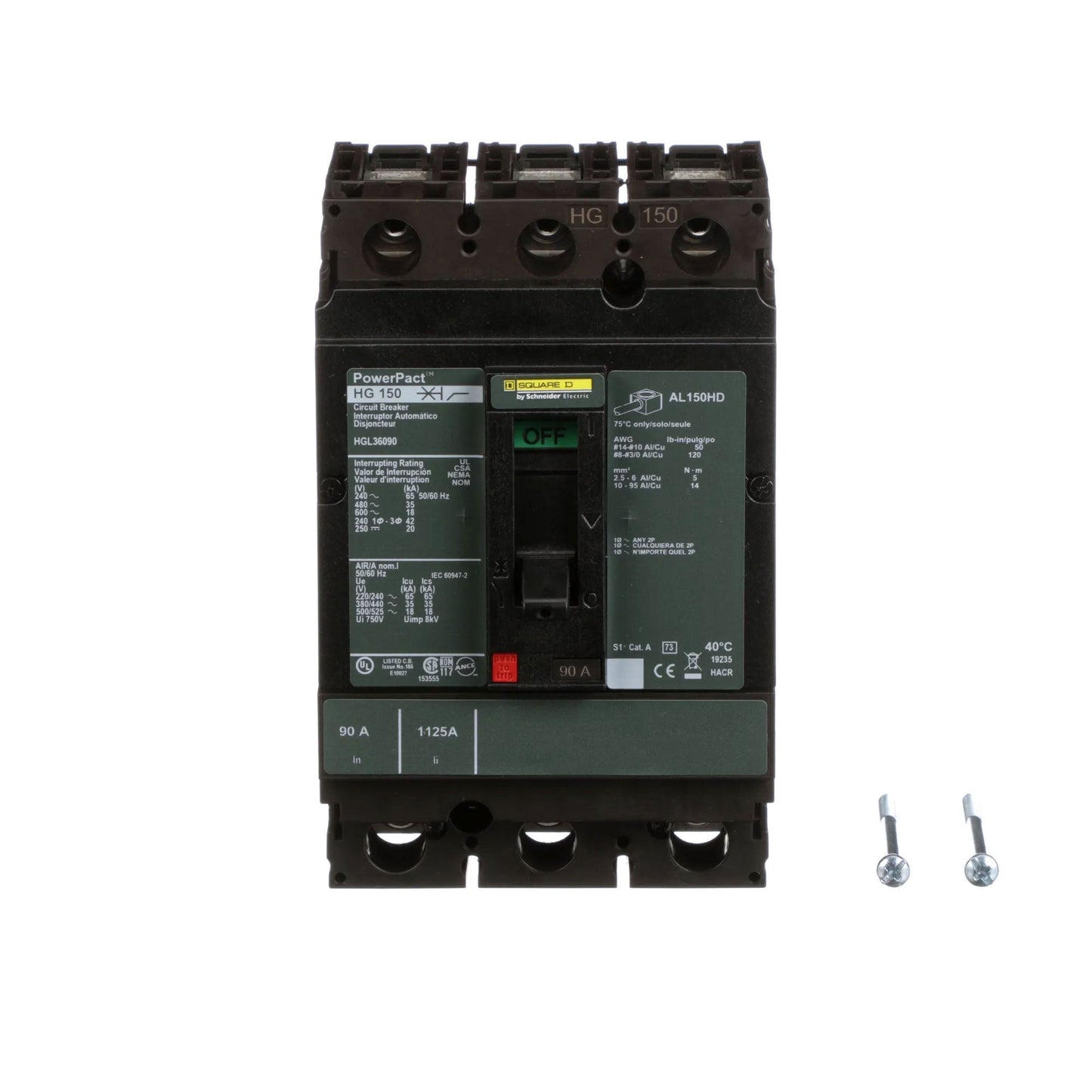 Square D HGL36090 Circuit Breaker | 600V 90A 3P 35kA@480V Bolt-On Powerpact HGL