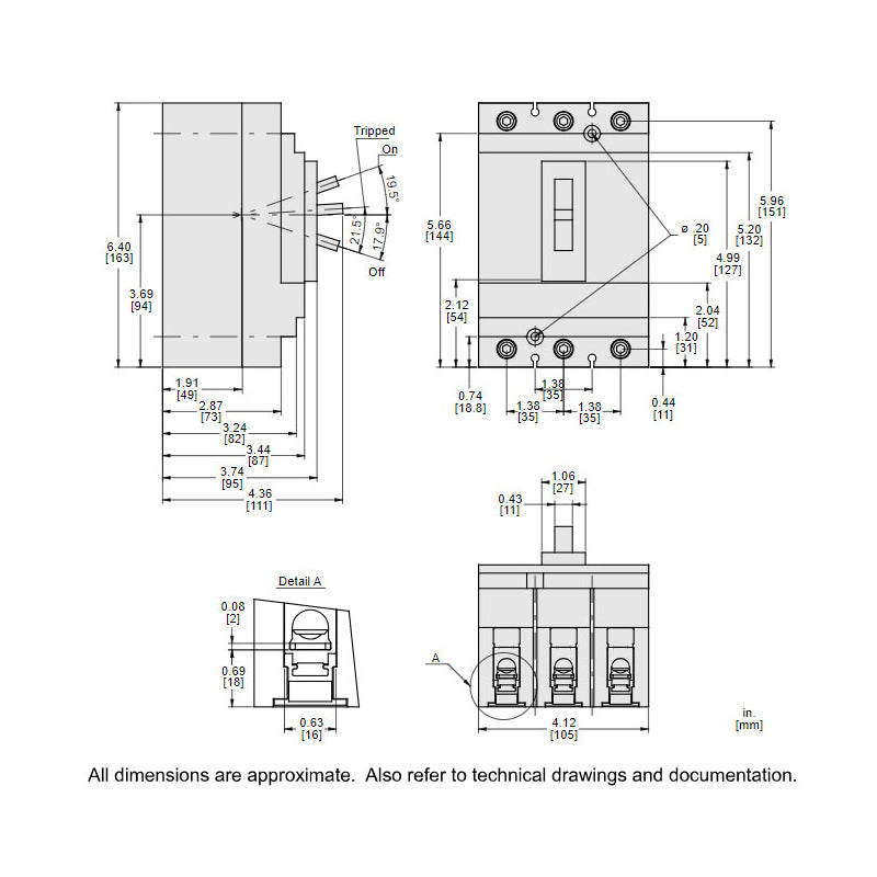 Square D HGL36090 Circuit Breaker | 600V 90A 3P 35kA@480V Bolt-On Powerpact HGL