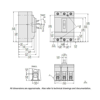 Square D HGL36090 Circuit Breaker | 600V 90A 3P 35kA@480V Bolt-On Powerpact HGL
