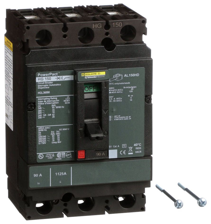 HGL36090 - Schneider Electric/ Square D Feed-Thru 90 Amp 3 Pole Circuit Breaker - Essential Electric Supply