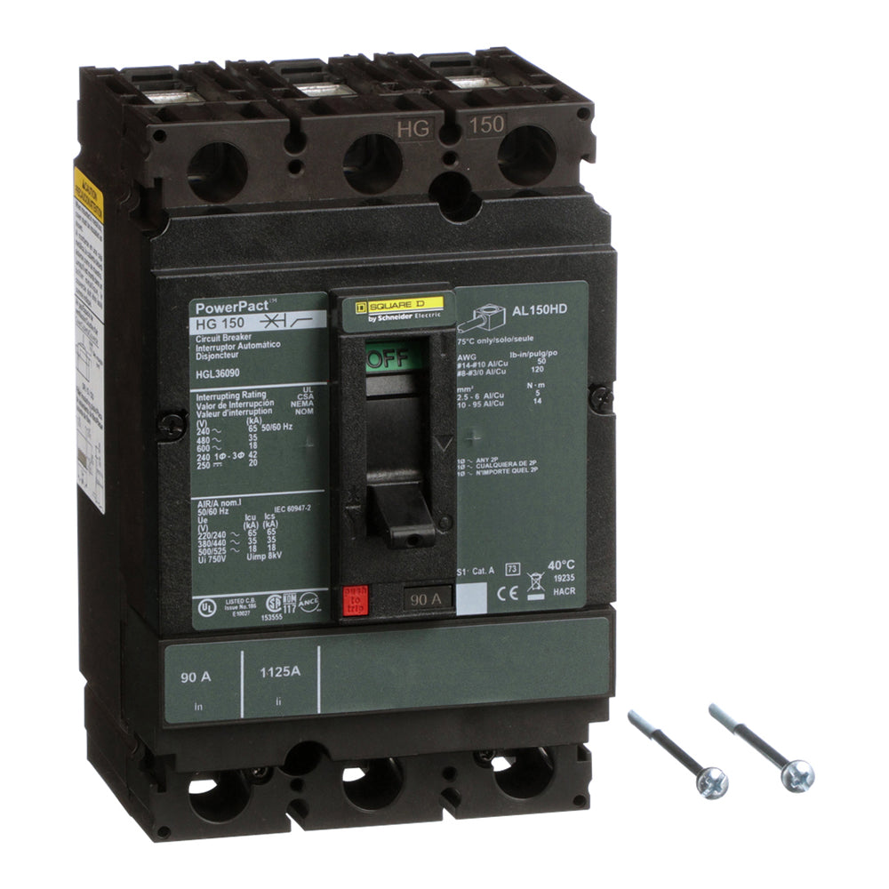 Square D HGL36090 Circuit Breaker | 600V 90A 3P 35kA@480V Bolt-On Powerpact HGL