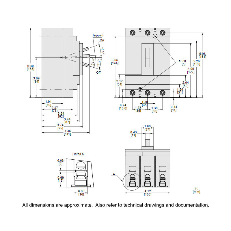 Square D HGL36100 Circuit Breaker | 600V 100A 3P 35kA@480V Bolt-On Powerpact HGL