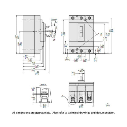 Square D HGL36100 Circuit Breaker | 600V 100A 3P 35kA@480V Bolt-On Powerpact HGL