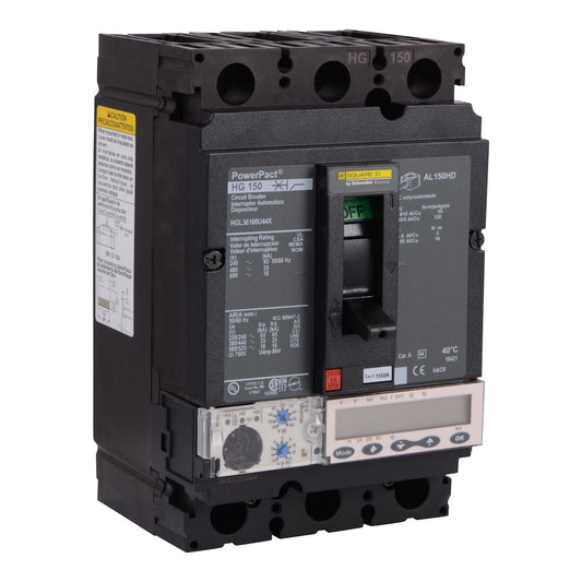 Schneider Electric HGL36100U54X Circuit Breaker | 600V 100A 35kA@480V Feed-Thru Powerpact