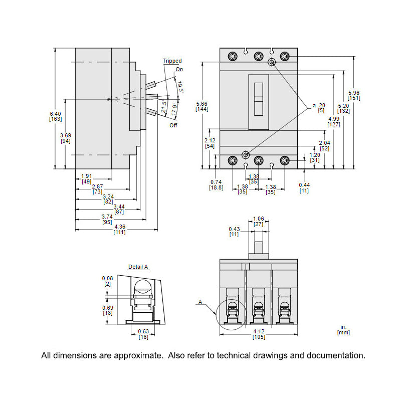 Square D HGL36110 Circuit Breaker | 600V 110A 3P 35kA@480V Feed-Thru Powerpact HGL