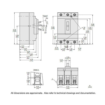 Square D HGL36110 Circuit Breaker | 600V 110A 3P 35kA@480V Feed-Thru Powerpact HGL
