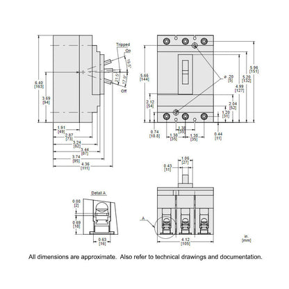 Square D HGL36125 Circuit Breaker | 600V 125A 3P 35kA@480V Feed-Thru Powerpact