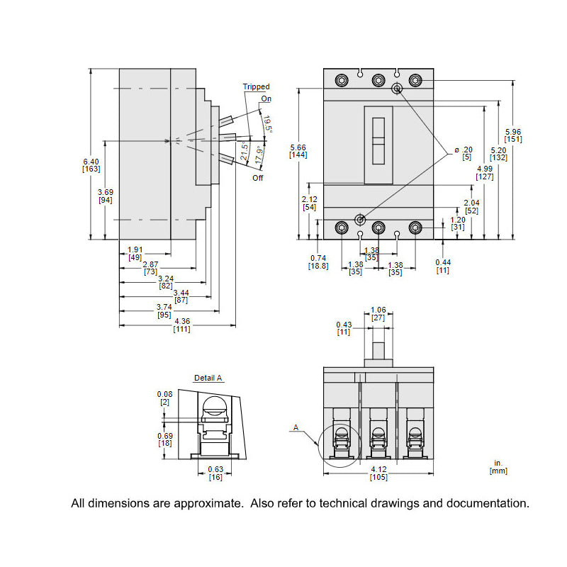 Square D HGL36150 Circuit Breaker | 600V 150A 3P 35kA@480V Feed-Thru Powerpact