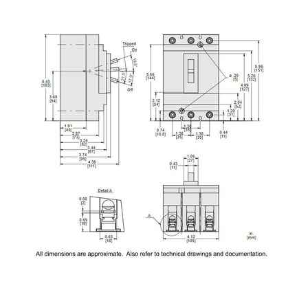 Square D HGL36150 Circuit Breaker | 600V 150A 3P 35kA@480V Feed-Thru Powerpact