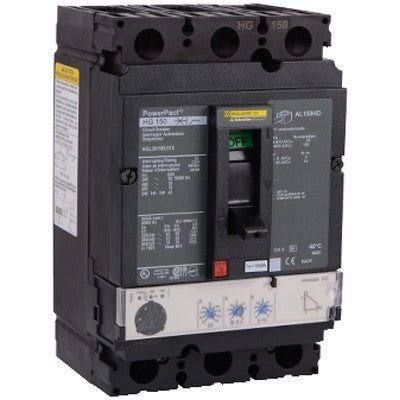 Square D HGL36150U31X Molded Case Circuit Breaker | 600V 150A 3P Feed-Thru Powerpact