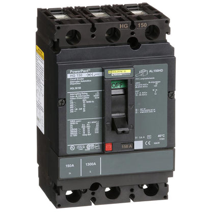 Square D HGL36150 Circuit Breaker | 600V 150A 3P 35kA@480V Feed-Thru Powerpact