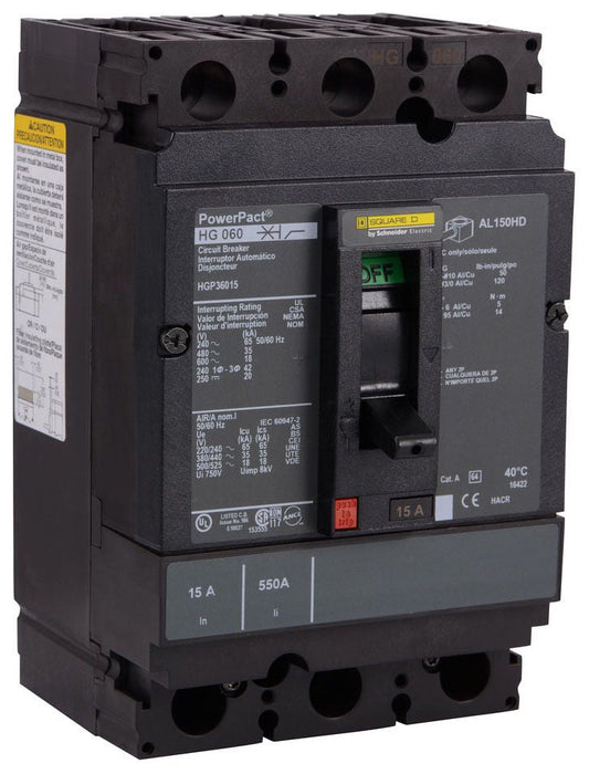 Square D HGP36000S15 Circuit Breaker | 600V 150A 3P 35kA@480V Bolt-On